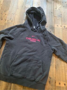 Nike Kids Chelsea FC Crewneck Hoodie - Black with Pink Logo
